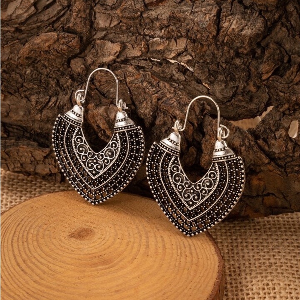 New Bohemian Summer Beach Cut Out Vintage Style Ethnic Drop Hoop Earrings - Picture 12 of 14